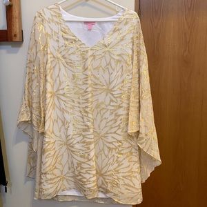 Lilly Pulitzer Resort White/Gold Palm Burst Dress